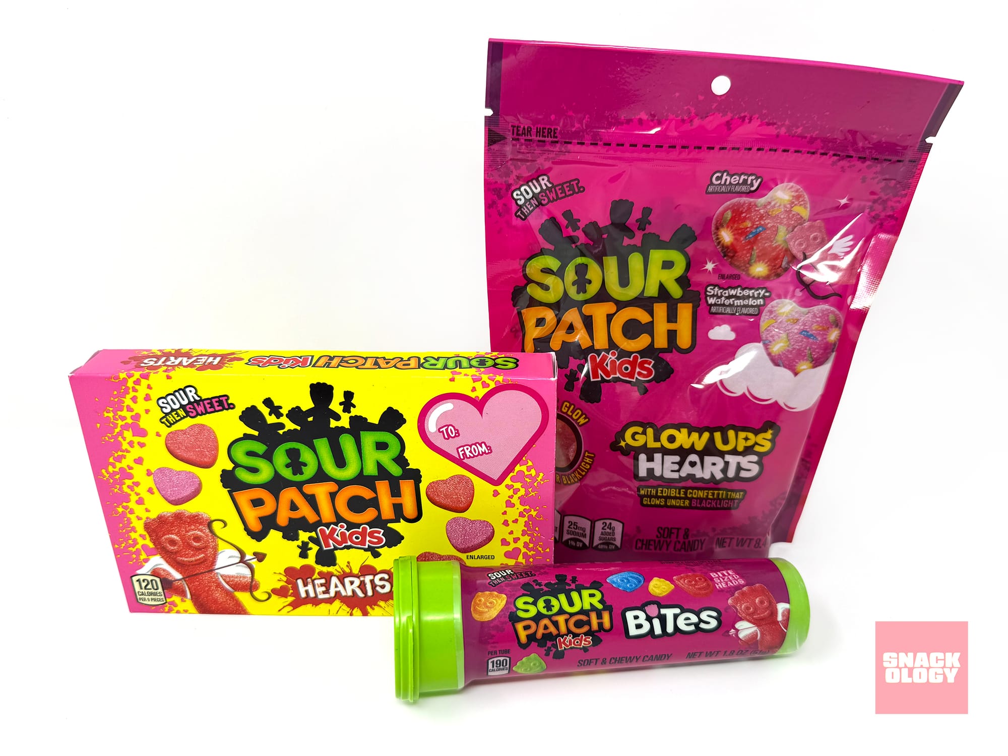 Sour Patch Kids Hearts, Sour Patch Kids Bites and Sour Patch Kids Glow Ups Hearts