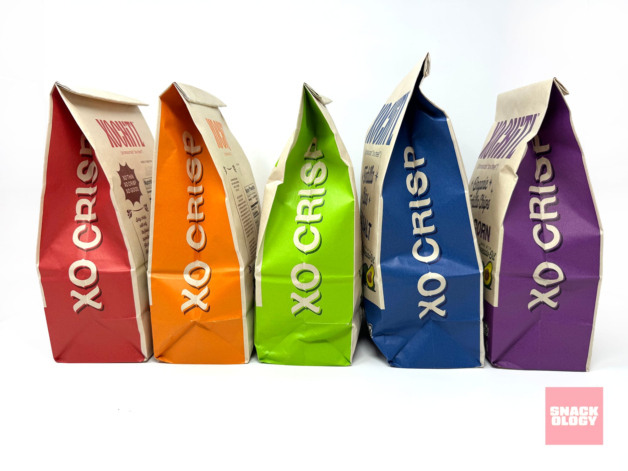 Xochitl Cholula Hot Sauce Tortilla Chips, Xochitl Nacho Tortilla Chips, Xochitl Spicy Lime Tortilla Chips, Xochitl Sea Salt Tortilla Chips and Xochitl Organic Blue Corn Tortilla Chips